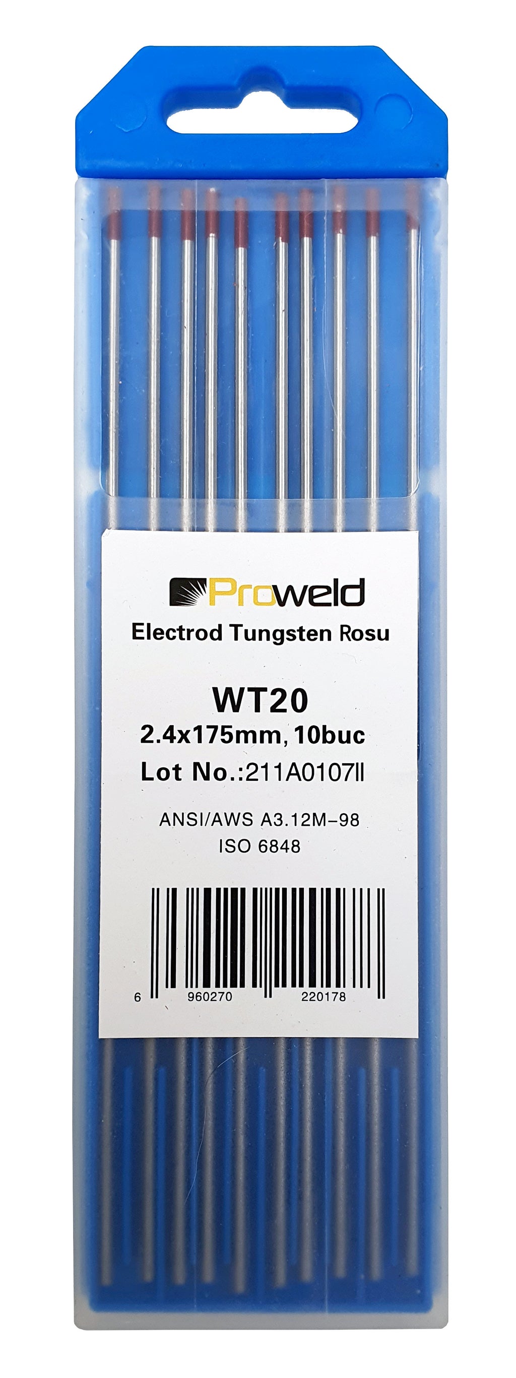 ProWELD WT20 Electrozi tungsten rosu, 2.4x150mm, 10buc
