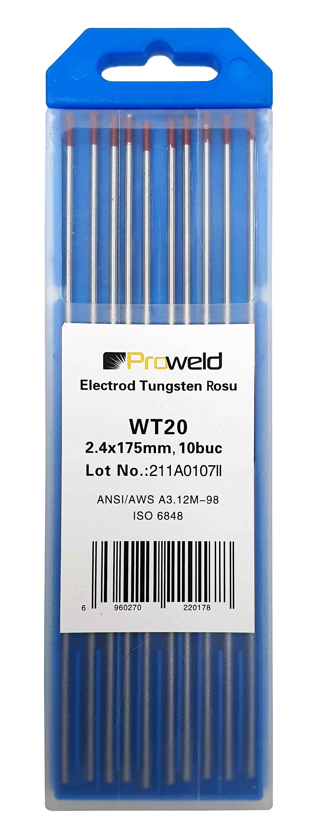 ProWELD WT20 Electrozi tungsten rosu, 2.4x150mm, 10buc