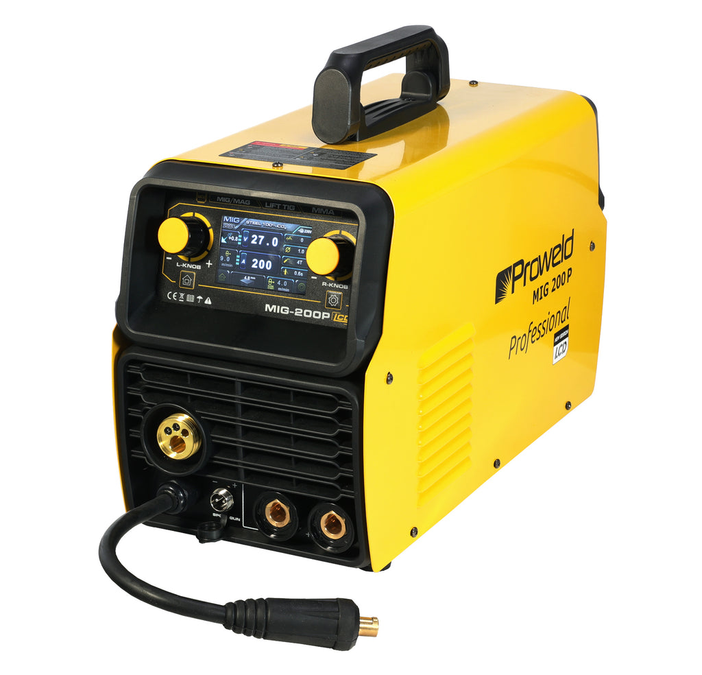 ProWELD MIG 200P LCD Synergetic Pulse & Double Pulse, MIG/MAG, TIG, MMA, Oțel, Inox, Aluminiu, Fontă, 200A