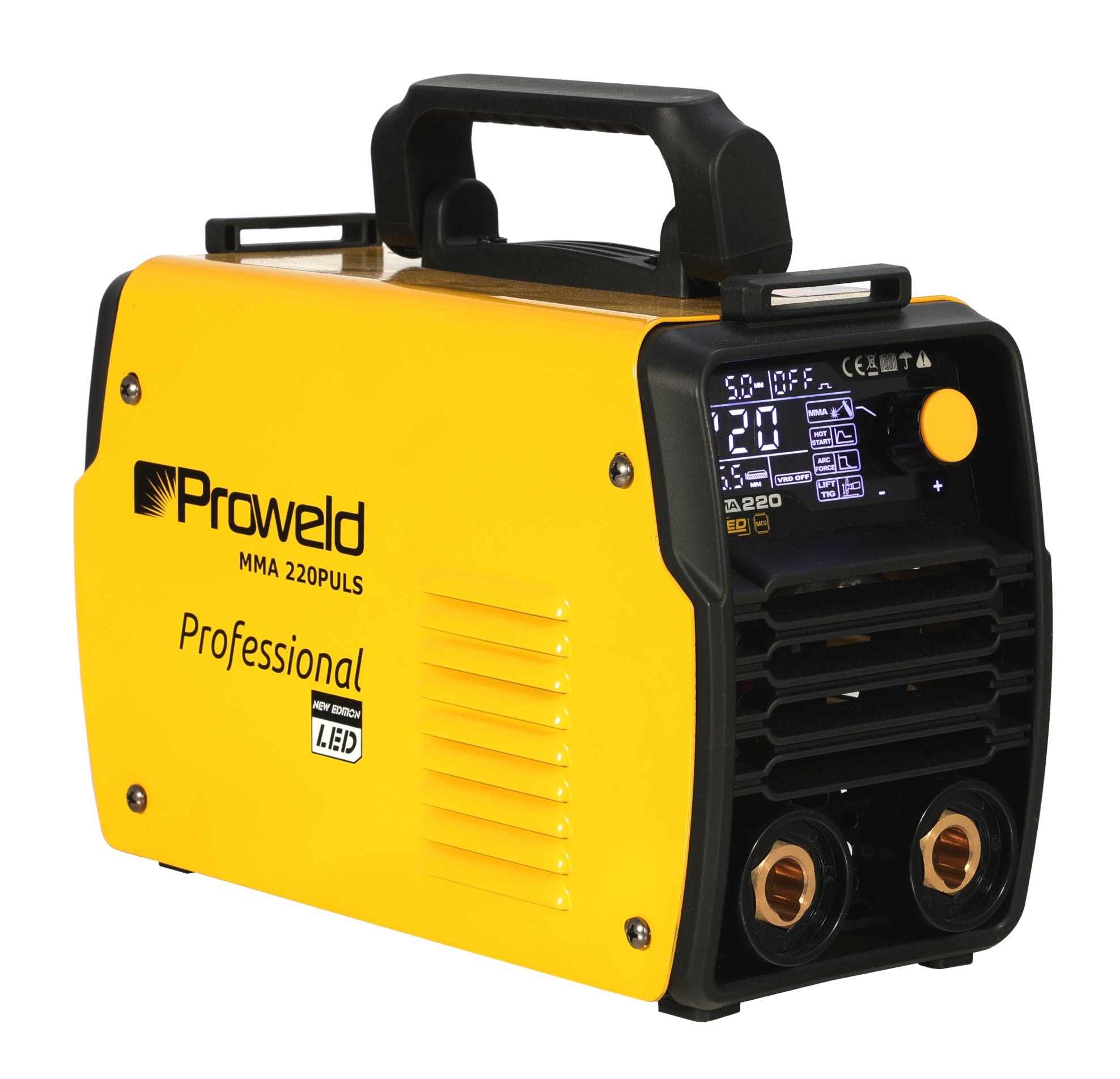 ProWELD MMA 220 Puls Invertor digital sudură 220A, Pulse MMA, TIG Lift, Arc Force, VRD, Electrozi Ø 1.6-5.0mm, Oțel, Inox, Fontă