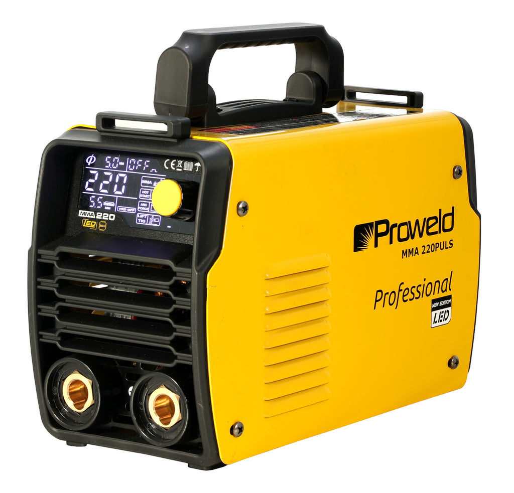 ProWELD MMA 220 Puls Invertor digital sudură 220A, Pulse MMA, TIG Lift, Arc Force, VRD, Electrozi Ø 1.6-5.0mm, Oțel, Inox, Fontă